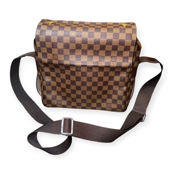 '03 Louis Vuitton Naviglio Damier Brown Leather Crossbody Messenger Bag / SR1003 - Picture 1 of 15
